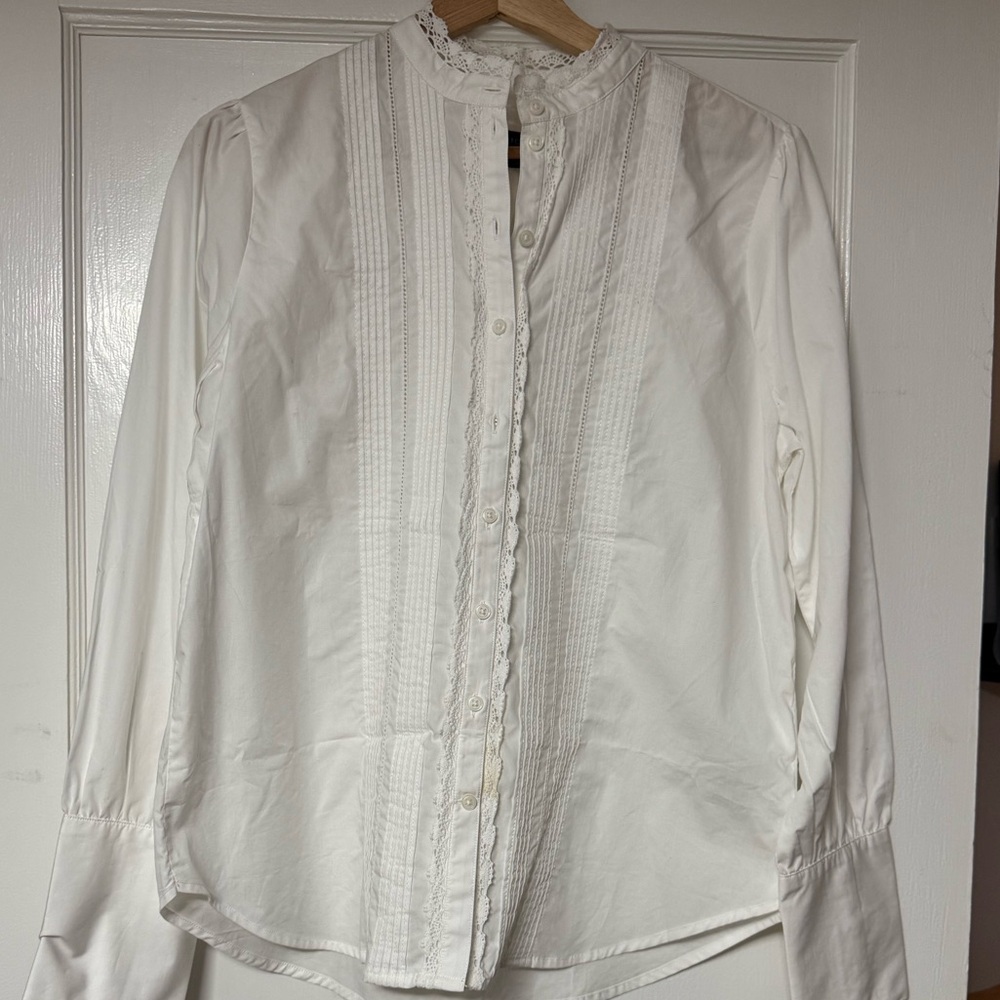 J.Crew White Button-Up Tuxedo Blouse NWT